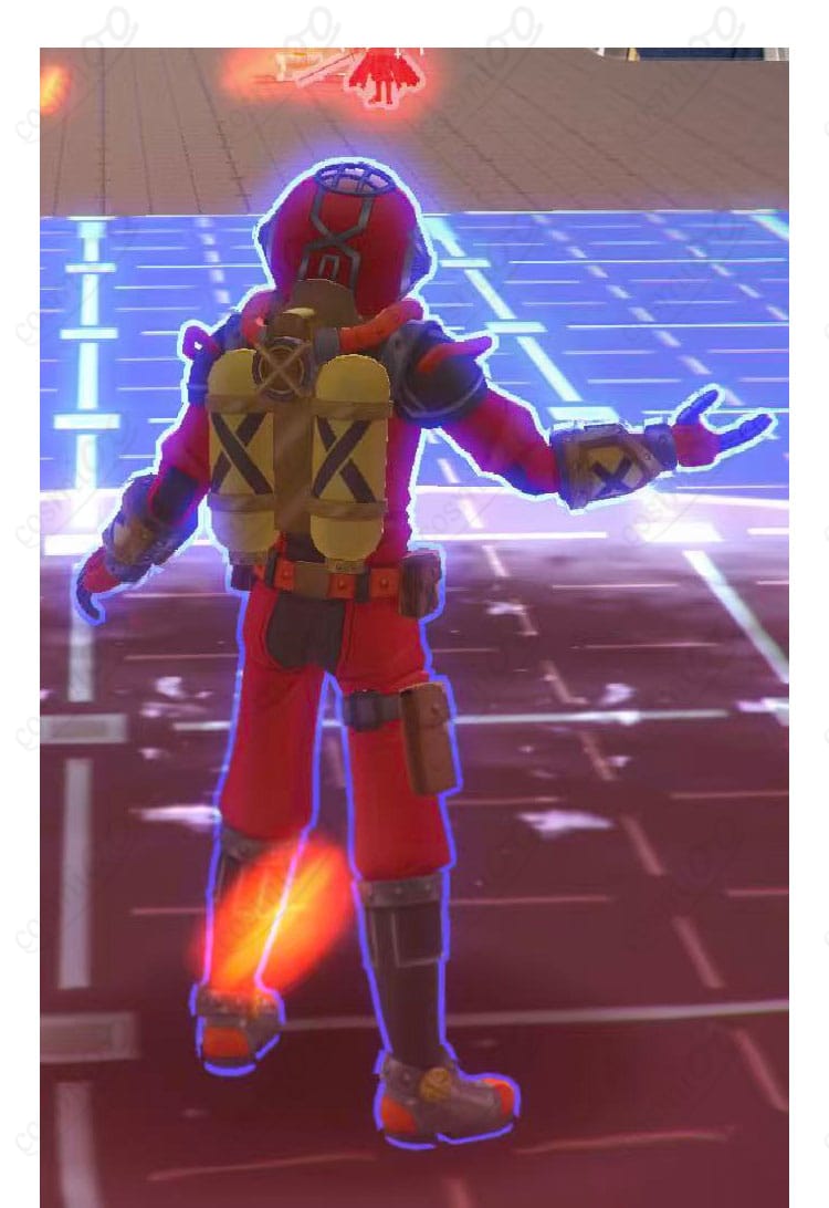 イグニス＝ウィル＝ウィスプ コスプレ 深海専任捜査官 ヘルメット付きフルセットの装備ディテール（胸飾り・腕鎧・ベルト）