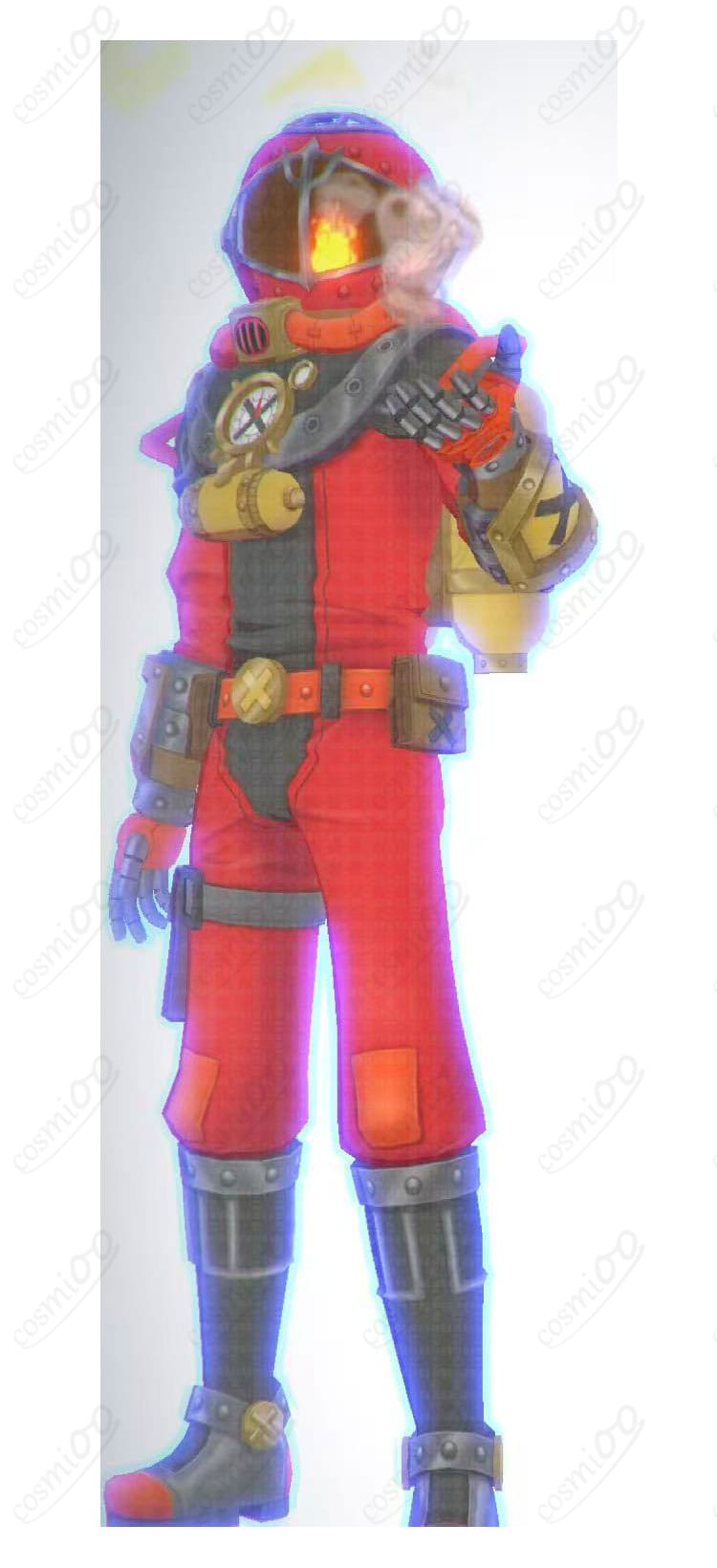 イグニス＝ウィル＝ウィスプ 深海専任捜査官ダイバーポリス 潜水服コスプレ 正面全体像（ヘルメット・ジャンプスーツ・装備一式）