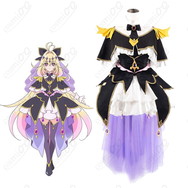 キュアアルカナ・シャドウ（森亜るるか）変身後コスチュームの全身キャラクタービジュアル風着用イメージ
