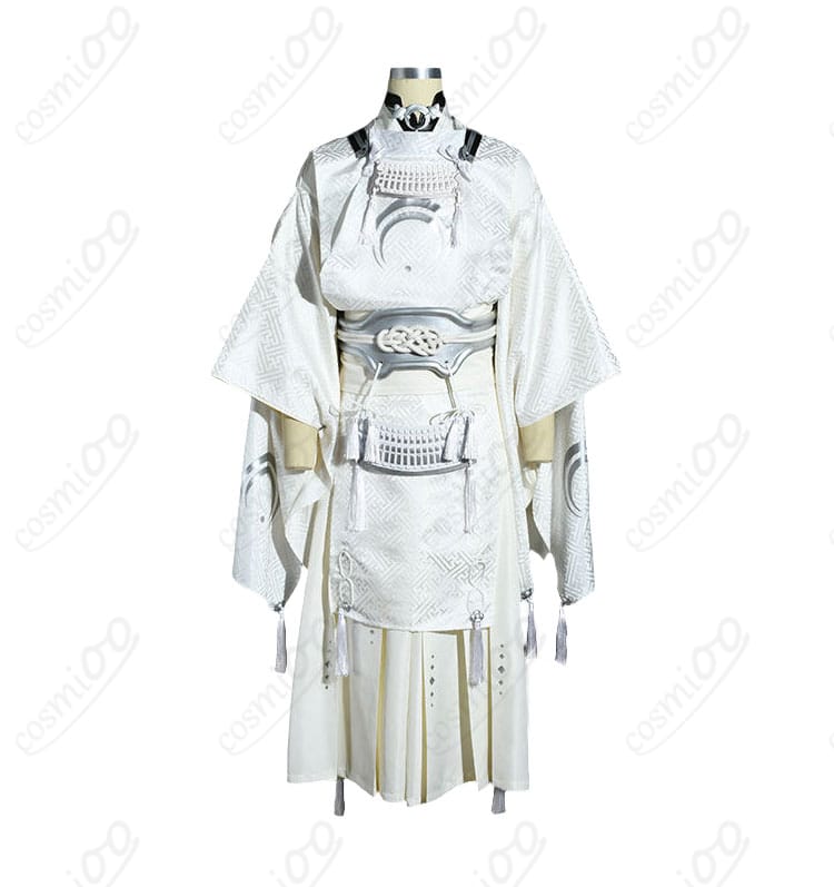 白き三日月宗近の戦装束コスプレ衣装・着物と狩衣を重ねた正面全体