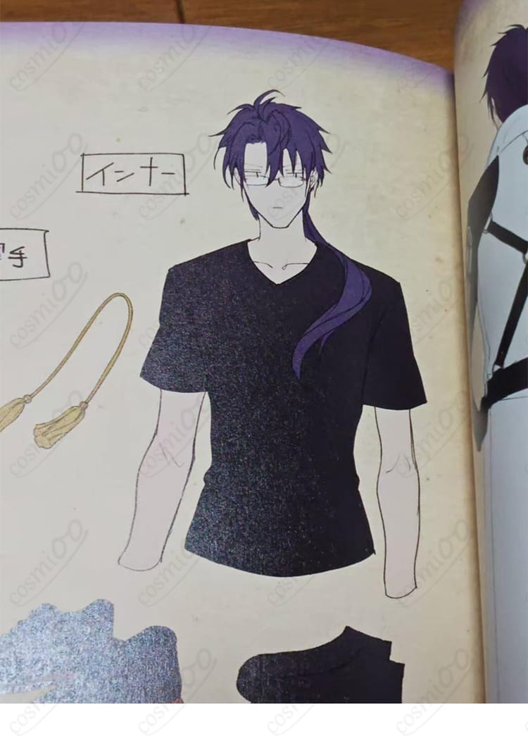 内番服の黒色半袖Tシャツ正面全体(首元リブとシルエット)