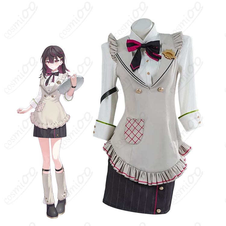 酒寄そうまの喫茶店制服コスプレ一式を着用した全身イメージ