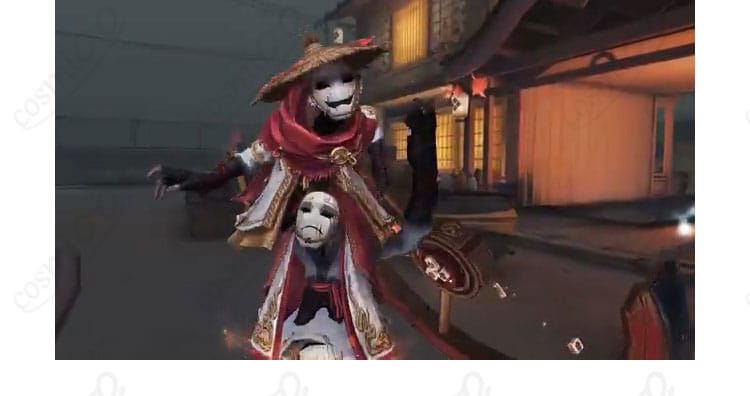 第五人格 破輪「破陣子」衣装のフロントビュー。直線的シルエットと高発色生地が映える構図