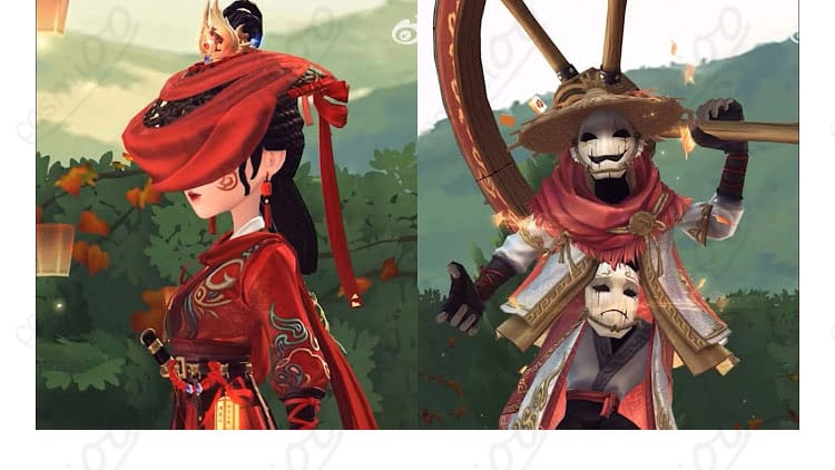 第五人格 破輪「破陣子」衣装の正面全身スタジオショット。プロポーションと配色のバランスが分かる