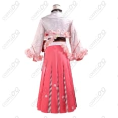 春の花葉雛菊 着物風ドレス コスプレ｜軽やかシフォンと豪華コサージュで高再現 - 2枚目の画像（サムネイル）