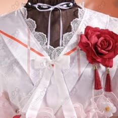 春の花葉雛菊 着物風ドレス コスプレ｜軽やかシフォンと豪華コサージュで高再現 - 3枚目の画像（サムネイル）