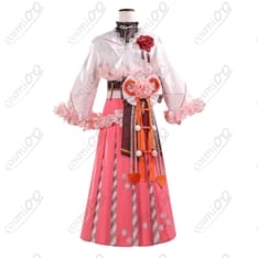 春の花葉雛菊 着物風ドレス コスプレ｜軽やかシフォンと豪華コサージュで高再現 - 1枚目の画像（サムネイル）