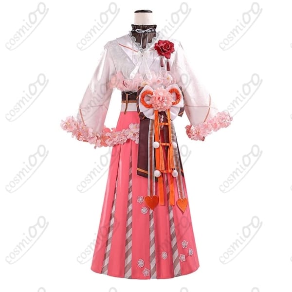 春の花葉雛菊 着物風ドレス コスプレ｜軽やかシフォンと豪華コサージュで高再現