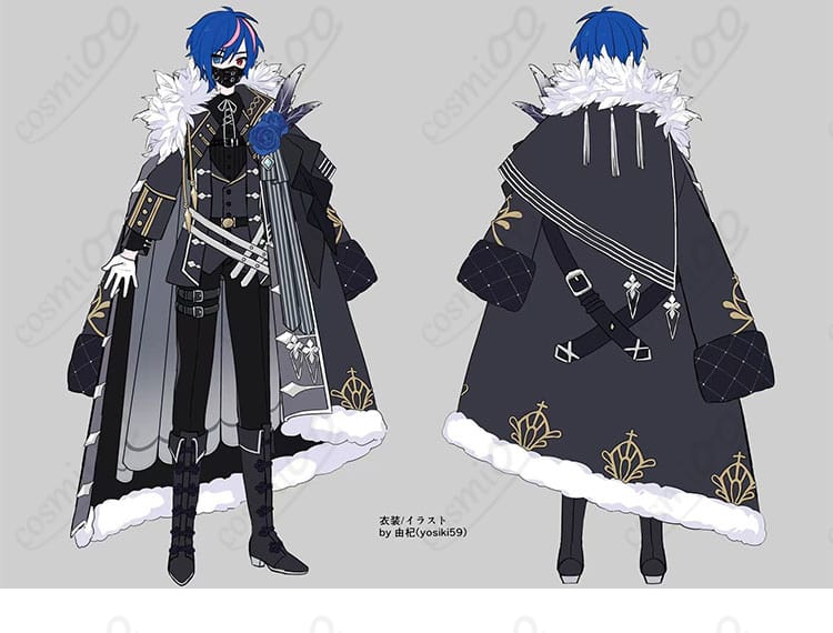 KAITO ニセモノクローム ver. コスプレ衣装の外套・上着の装飾と縫製ディテール（COSMIOO製）