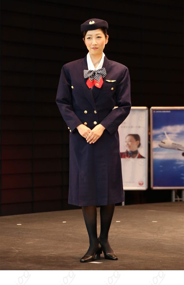 JAL CA 7代目制服 日本航空 客室乗務員 コスプレ衣装 ミリタリー調 ダブルジャケット 帽子・タイ付き フルセット-1