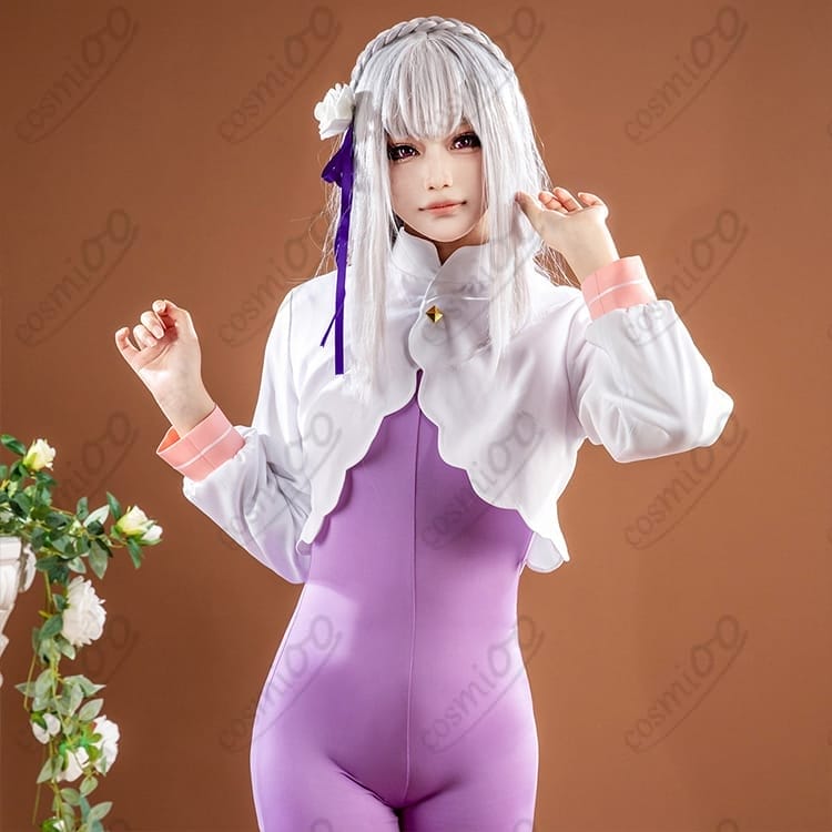 Re:ゼロ エミリア コスプレ衣装 清楚＆上品のフードマント×ボディスーツで高再現 - 7枚目の画像