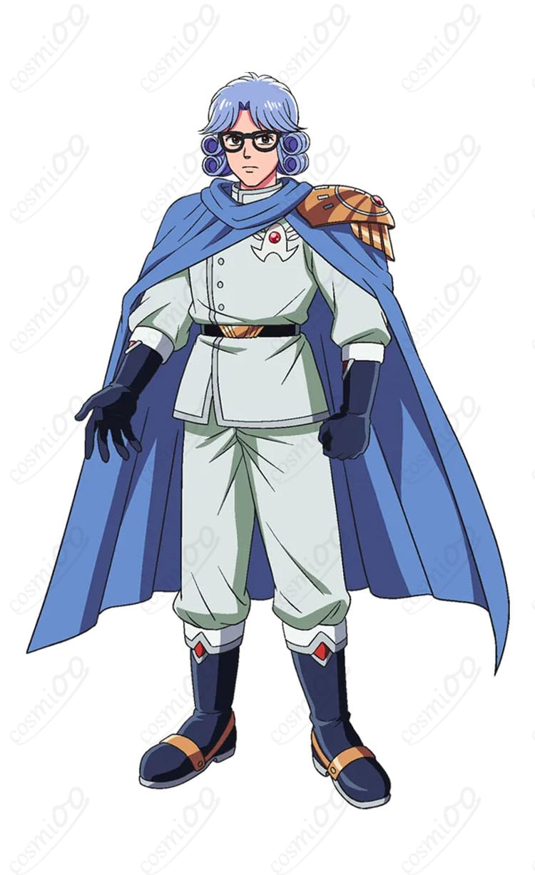 アバン＝デ＝ジニュアール3世の戦闘服コスプレ一式を着用した正面全身イメージ｜上着・パンツ・ベルト・手袋・マントの構成