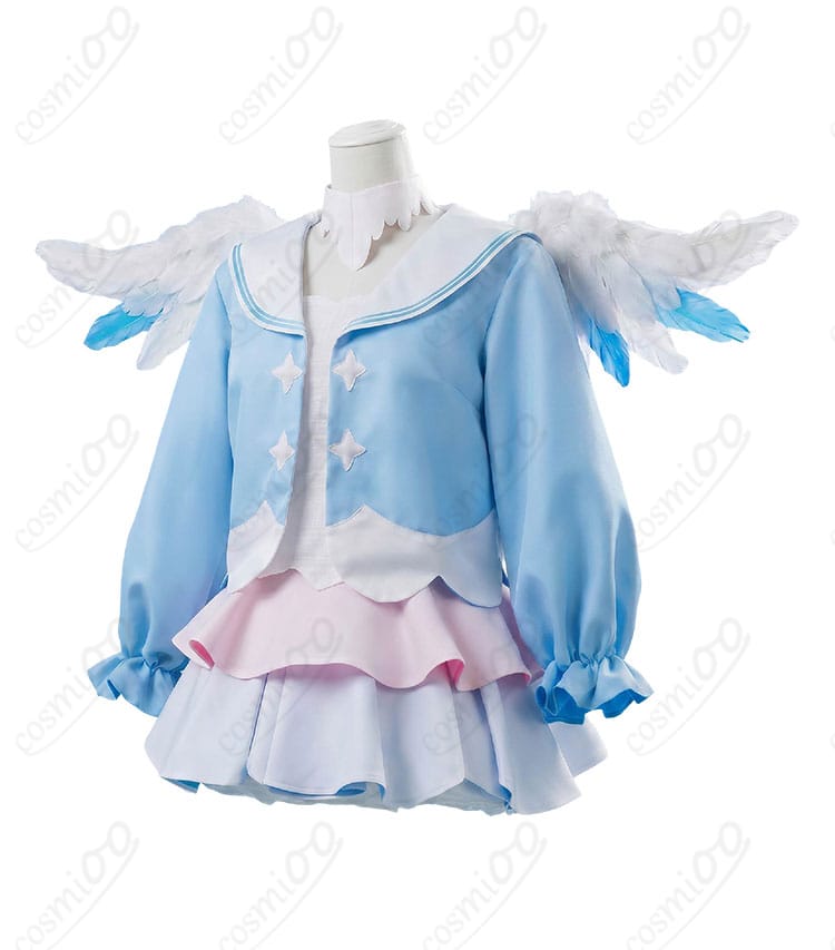 天音かなたコスプレ衣装のコート、トップス、スカートを組み合わせた正面