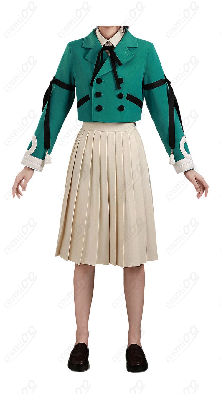リチェ 制服風コスプレ衣装のジャケット・シャツ・スカート・リボンタイ正面ディテール