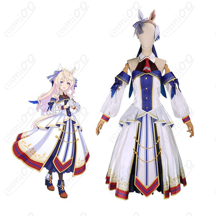 ウマ娘 ヴィクトワールピサ 勝負服コスプレ一式を着用したモデルの全身イメージ