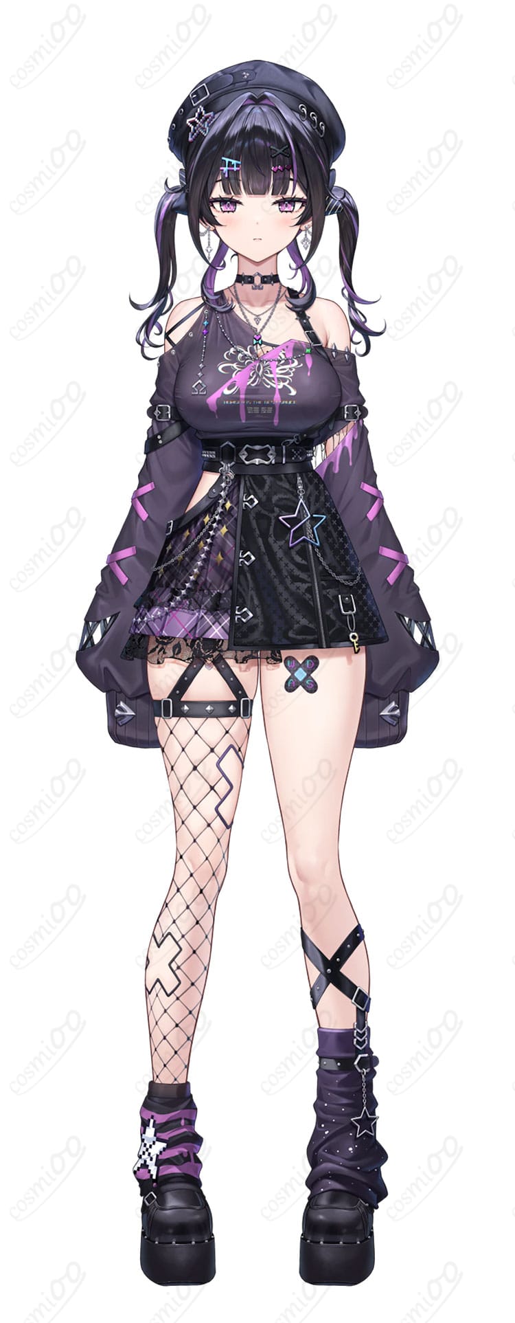 千凛あゆむ デフォルト衣装 コスプレの全身イメージ。爽やかで上品な配色ときれいなシルエットが分かる正面カット。