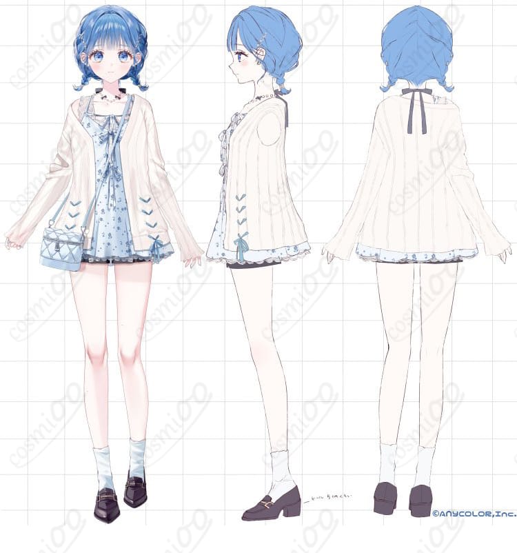 にじさんじ 小々波いるか デフォルト衣装のコスプレ一式を正面から撮影。薄手で通気性が良く初心者にも扱いやすいデザイン