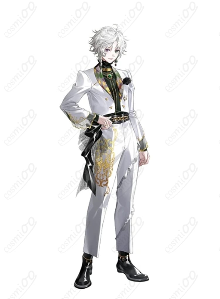 にじさんじ 叢雲カゲツのDytica 3rd記念ビジュアル(白×グリーン)ステージ衣装の全身コスプレ商品イメージ