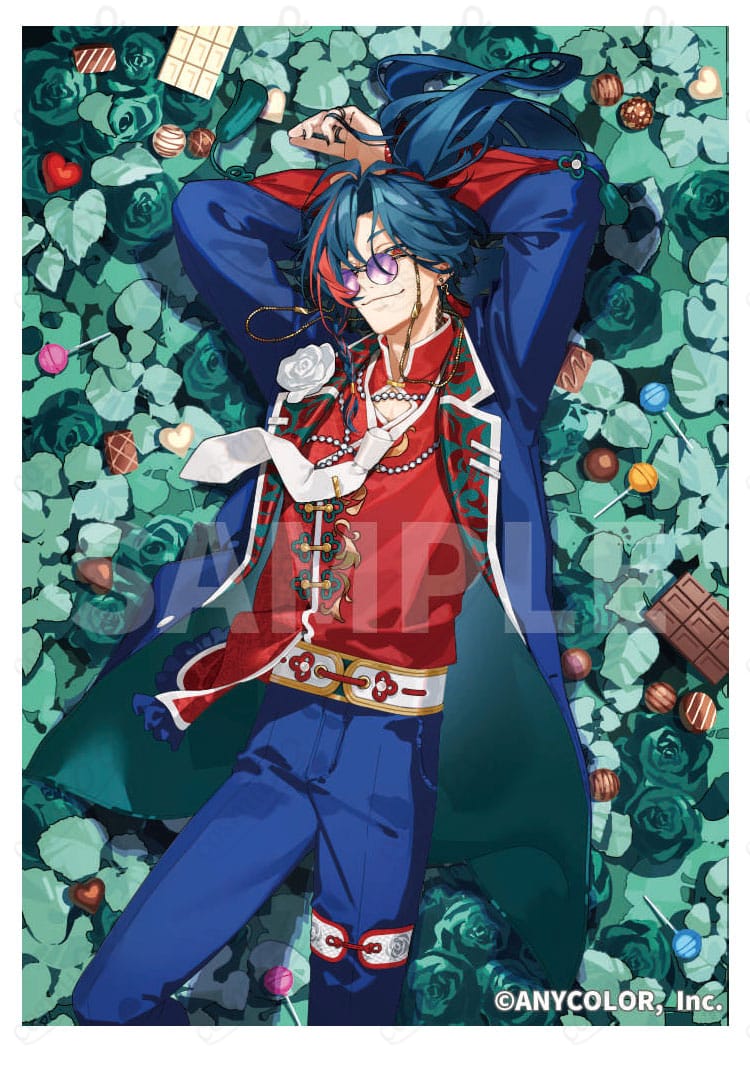 にじさんじ 魁星『Rose Valentine』コスプレ衣装の全身イメージ。高コントラスト配色の上衣とパンツでクールに映えるデザイン。