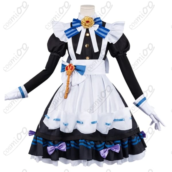 原神の世界観を楽しむ女性用メイド服コスプレ衣装・華やか9点セット