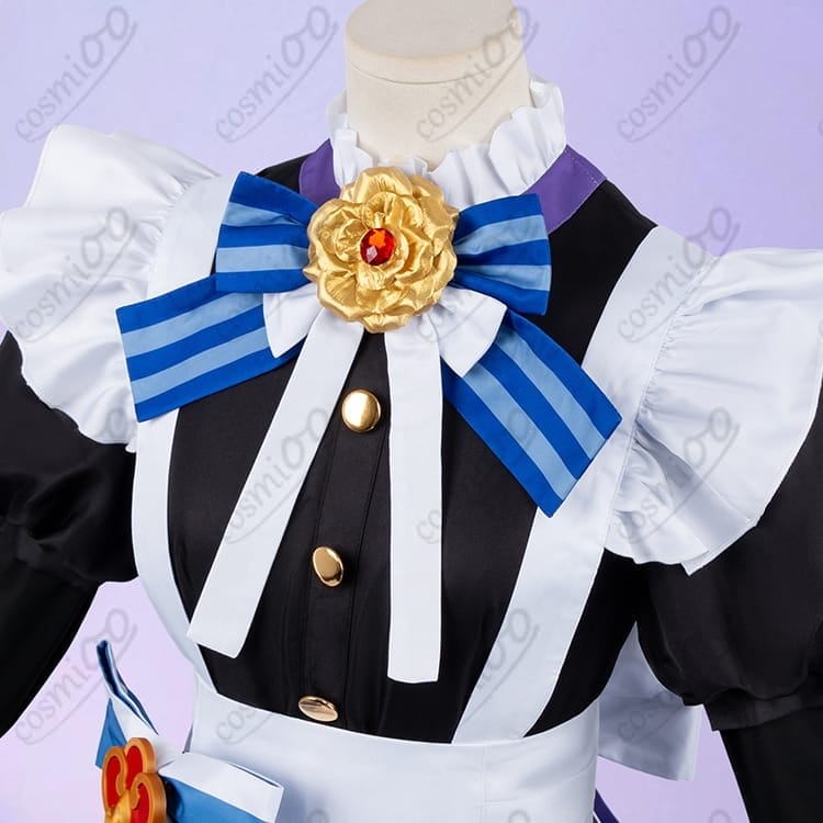 原神の世界観を楽しむ女性用メイド服コスプレ衣装・華やか9点セット - 4枚目の画像