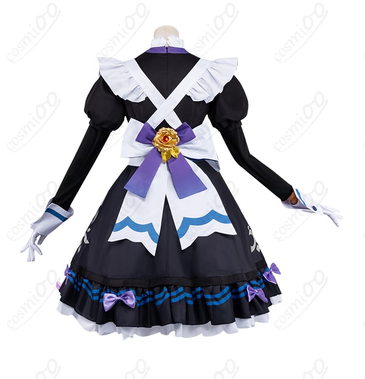 原神 女性用メイド服コスプレ衣装の背面と背部蝶結び