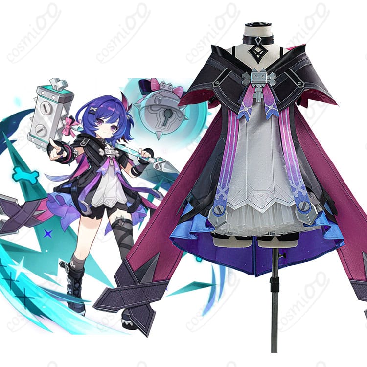 原神 プルーネのキャラクターイメージとドレス＆ケープ衣装の全体図