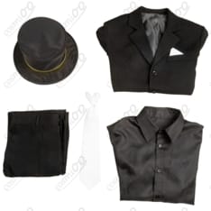 ONE PIECE（ワンピース）ロブ・ルッチ黒スーツ コスプレ衣装｜帽子付き5点セットで再現 - 6枚目の画像（サムネイル）