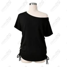 hololive 白上フブキ 黒VネックTシャツ コスプレ衣装｜軽やかで再現しやすい新衣装風 - 2枚目の画像（サムネイル）