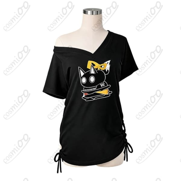 hololive 白上フブキ 黒VネックTシャツ コスプレ衣装｜軽やかで再現しやすい新衣装風