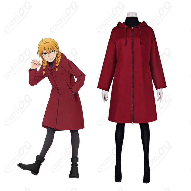 黄泉のツガイ ガブちゃん 赤いフードコートのコスプレ衣装を着用した全身イメージ