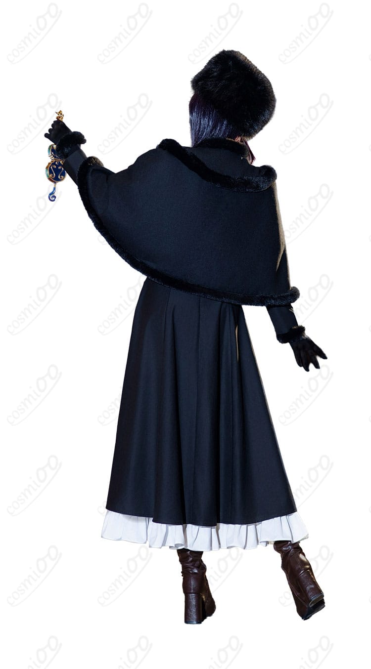 魔法使いの夜 久遠寺有珠コスプレ衣装の背面にあるケープとスカートのデザイン