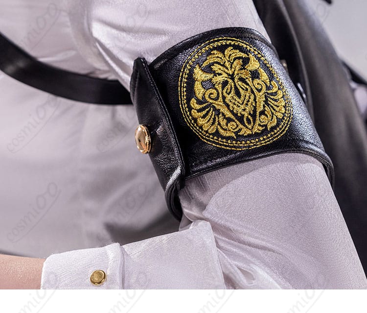 ザンニー風制服コスプレ衣装の腕ベルトと袖まわりの装飾ディテール