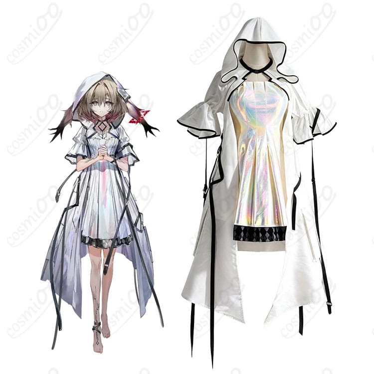 アークナイツ ヒルダ デフォルト衣装のベアトップドレスとコートを着用した全身イメージ