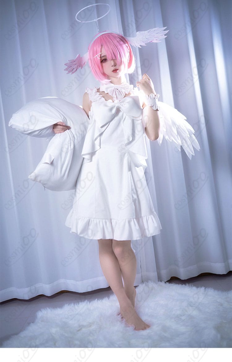 ラム&レム Sweet Angel ver.天使風コスプレ衣装の正面全体