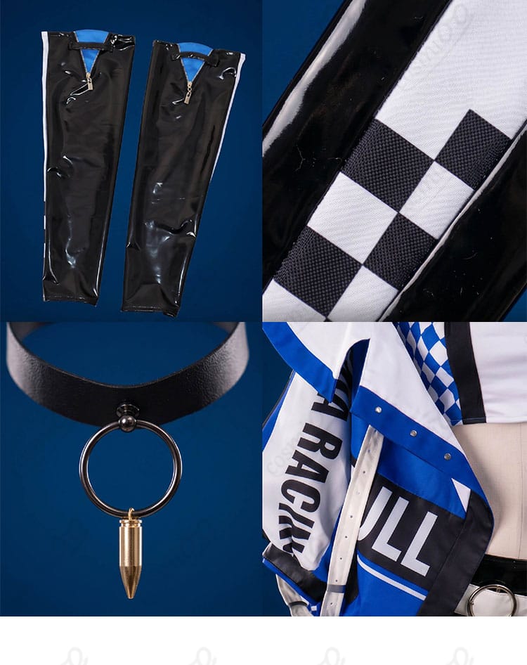 ロッジ コスプレ衣装の付け襟とチョーカーを組み合わせた首元のディテール