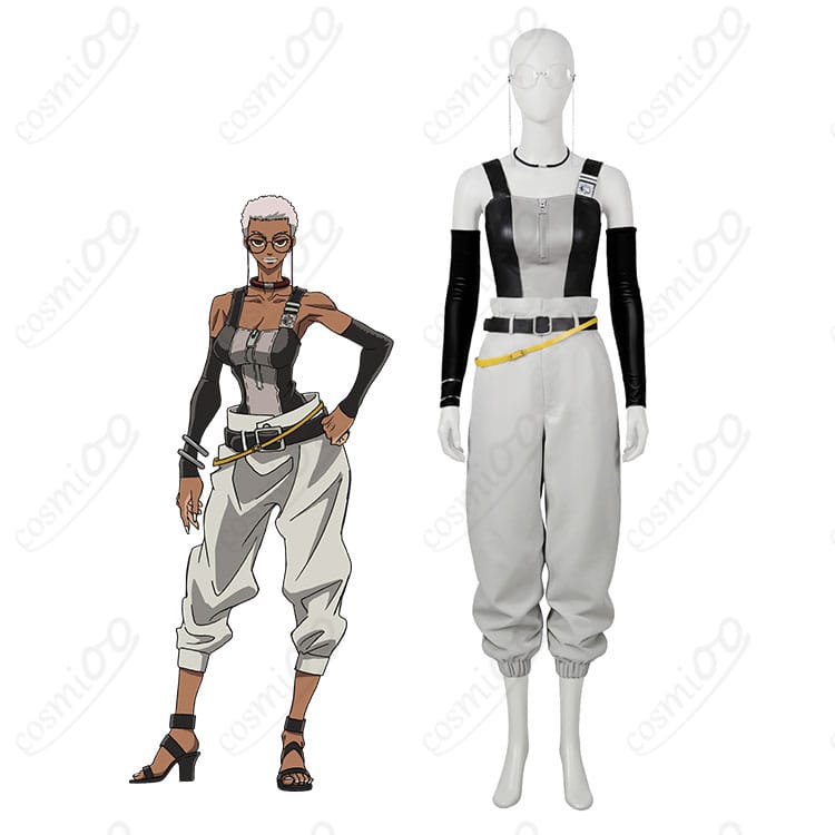 ガチアクタ セミュ・グライアのモノトーンコスプレ衣装を着用した全身イメージ