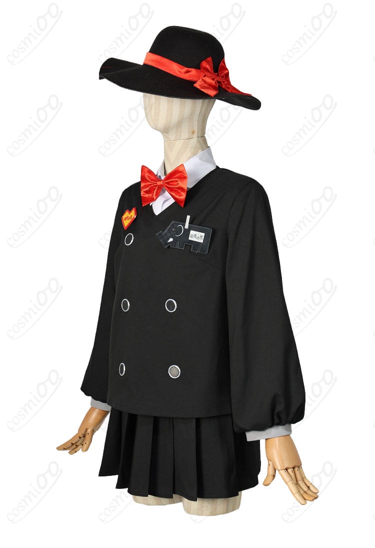 Limbus Company ファウスト 囚園児風学園制服コスプレ衣装を側面から見たシルエット