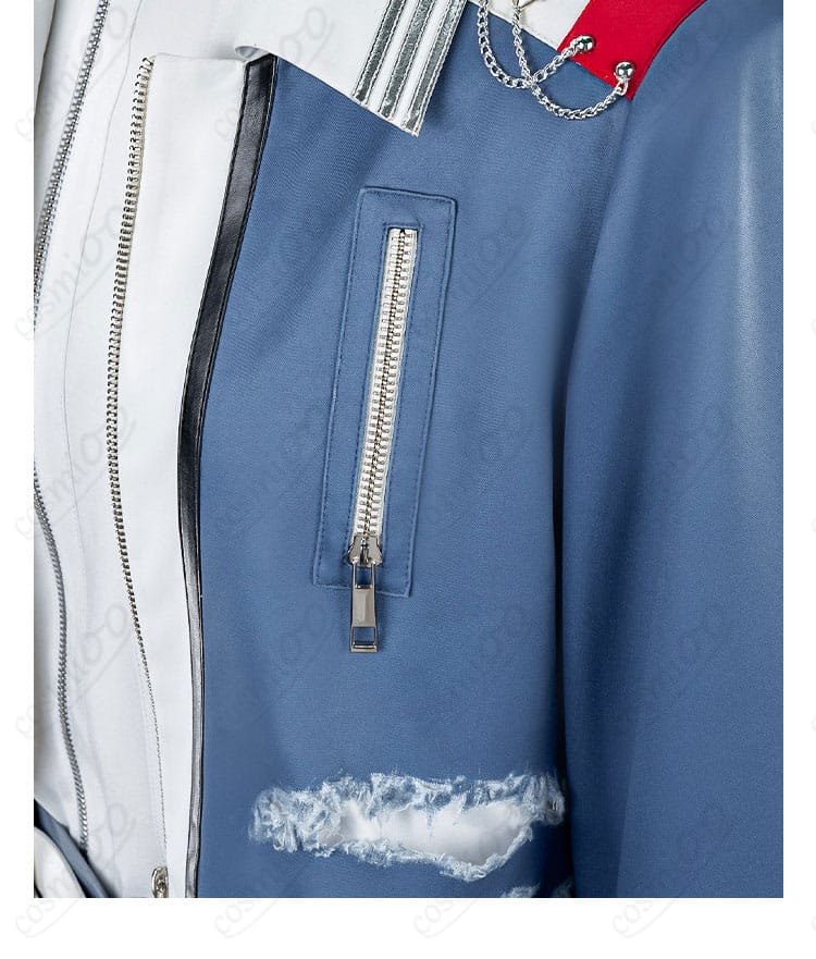 青柳冬弥ステージ衣装のジャケット前面ファスナーディテール