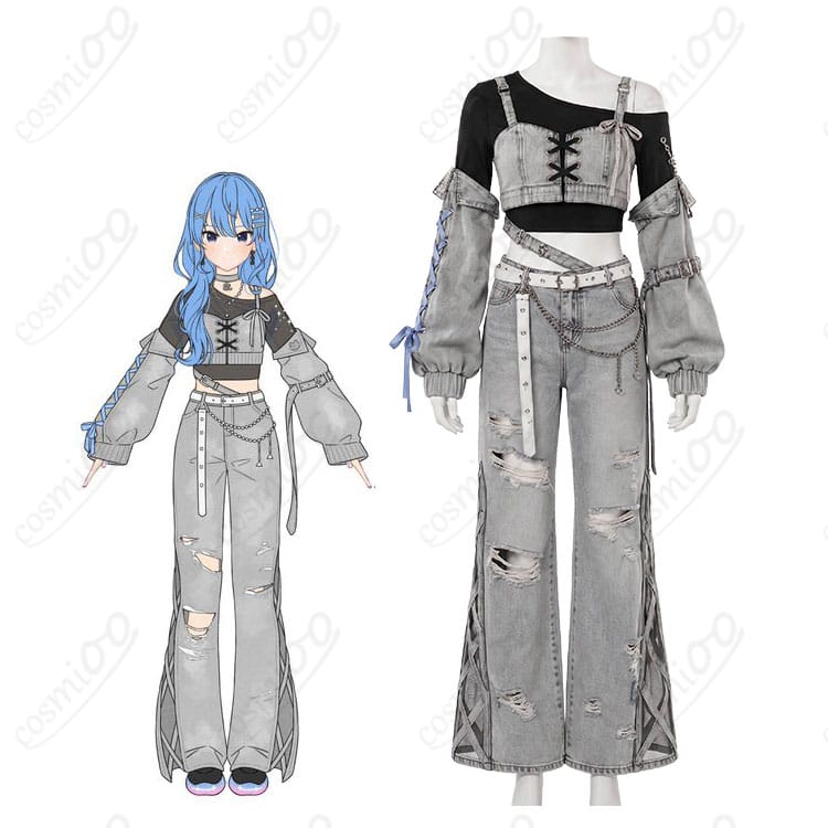 星街すいせい miCometブランド第二弾衣装のコスプレ衣装を着用した全身イメージ