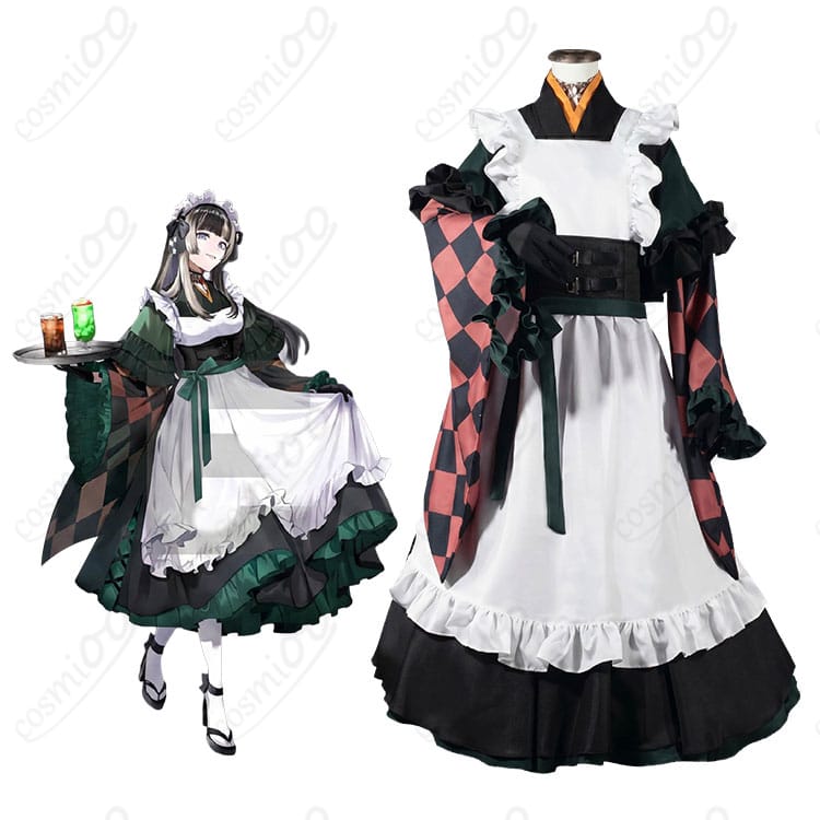 儒烏風亭らでん メイド服コスプレ衣装のキャラクターイメージと全身コーディネート
