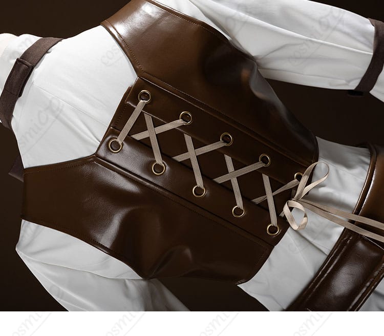 エリス旅装の胸当て背面と背面リボンのディテール