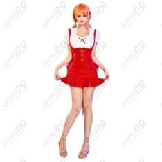 ONE PIECE ナミ ホールケーキアイランド編 赤白ドレス コスプレ衣装 背面リボン付き - 1枚目の画像（サムネイル）