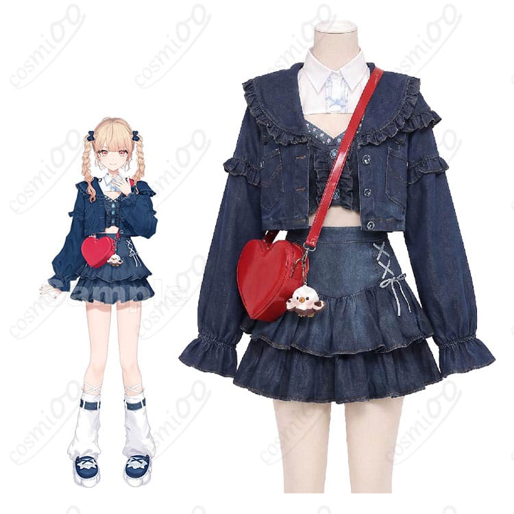 にじさんじ 水面まどか 初の新衣装デニムセットアップ私服Ver.の全身コスプレ衣装