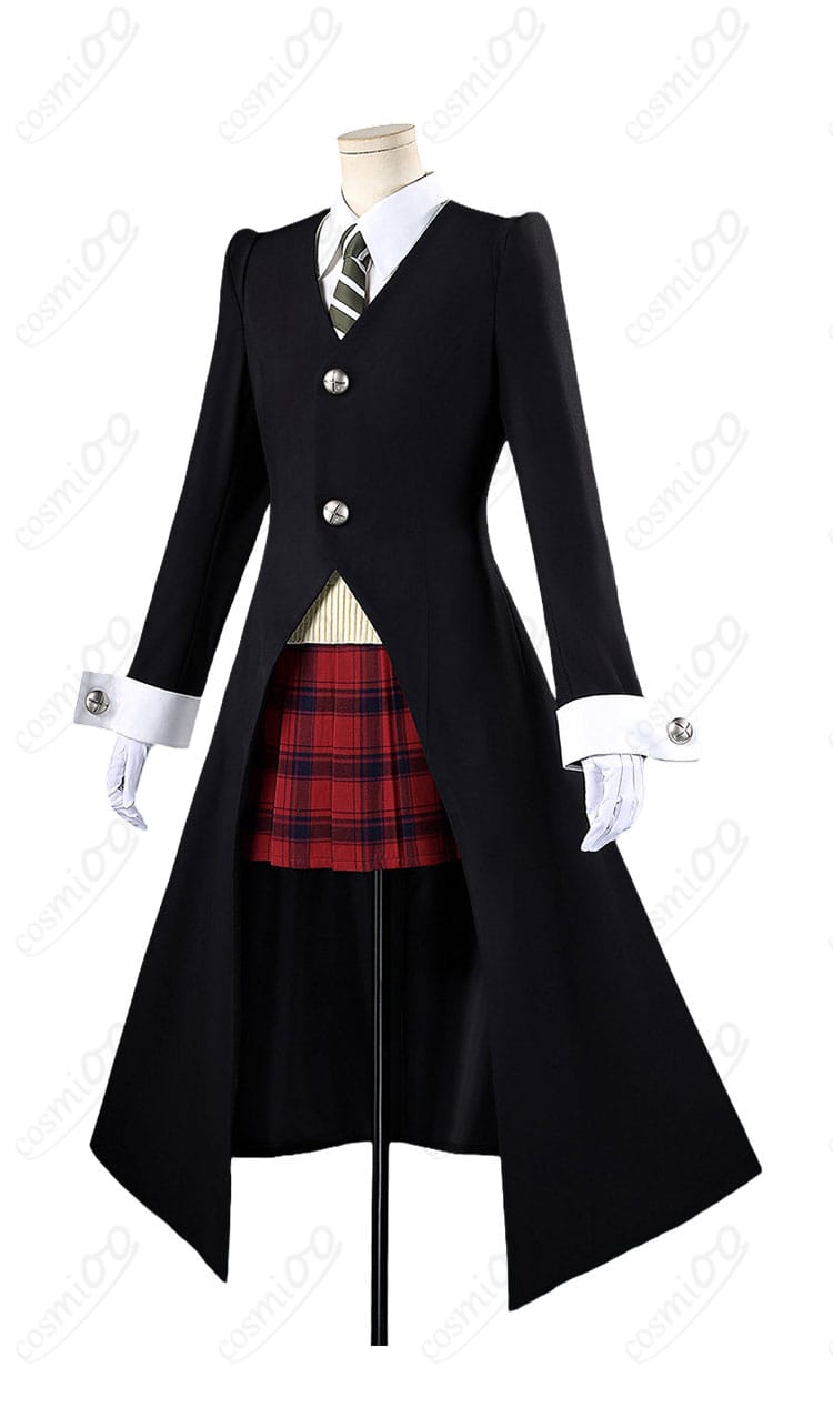 マカ=アルバーン 死神武器職人専門学校制服Ver.の正面、ロングコートと赤チェック柄スカート