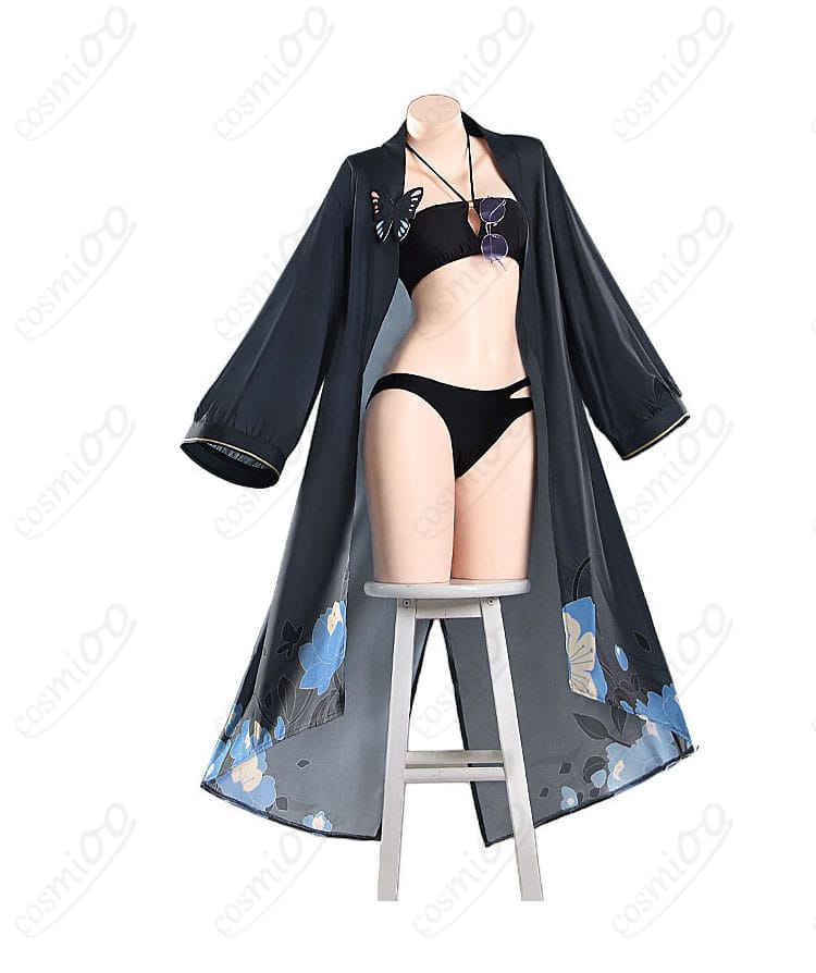 竜華キサキ水着コスプレ衣装の花柄ロングアウター側面