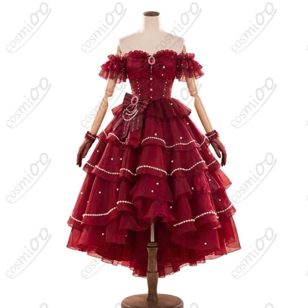バンドリ！ガルパ 弦巻こころ［夢みたいな］特訓後 深紅フリルドレス3点コスプレ衣装
