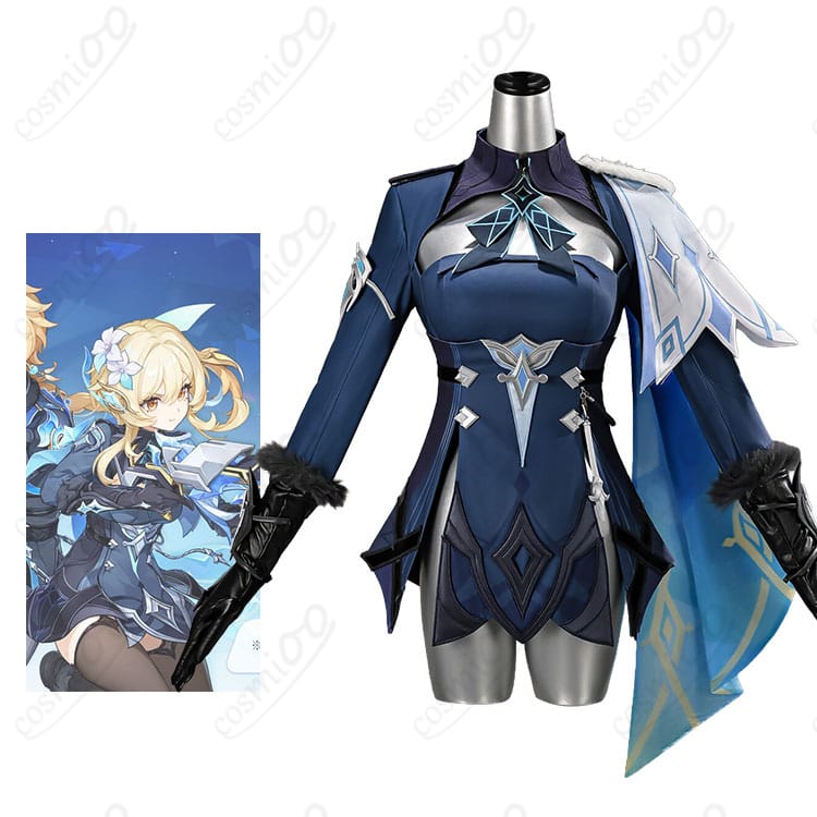『原神』蛍と冬の夜を狩る者戦闘服コスプレ衣装の着用イメージ