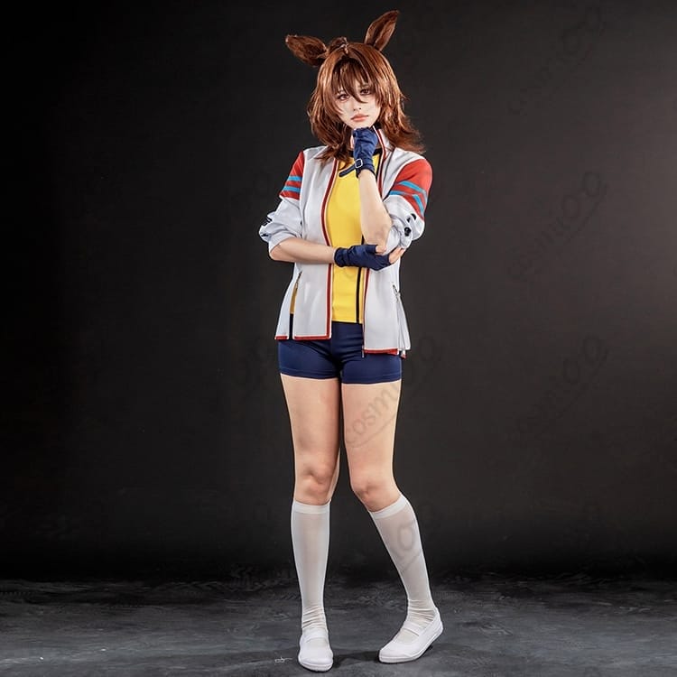 ウマ娘 アグネスタキオン ファンデザイン・トレーニングウェア風コスプレ衣装5点セット - 4枚目の画像
