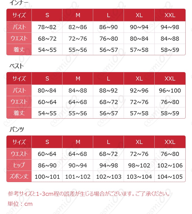 グローブ、リング、耳飾り、タトゥーシールを含むフェイド衣装付属品一覧